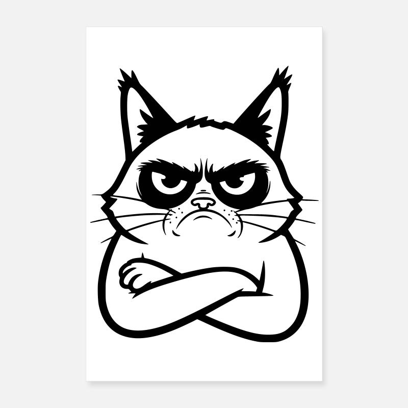 Illustration de dessins dessinés en dessins dessinés de lignes de chat Poster 40 x 60 cm