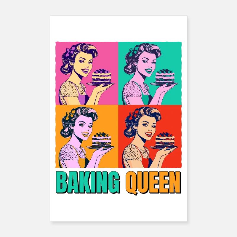 Baking Cake Baking Queen Baking Fairy Baker Pop Art Poster 16" x 24" (40x60 cm)