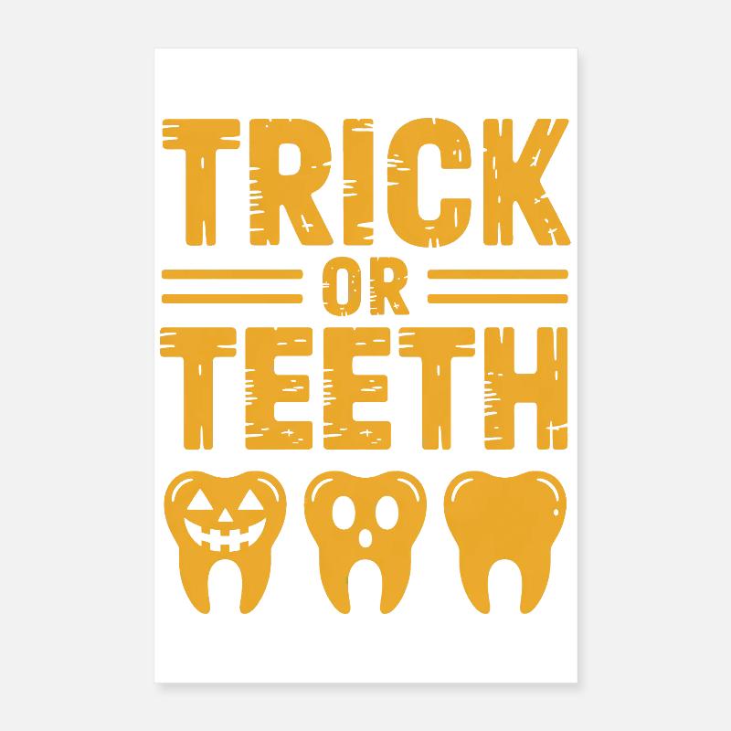 Trick or Teeth Halloween Tees Poster 16" x 24" (40x60 cm)