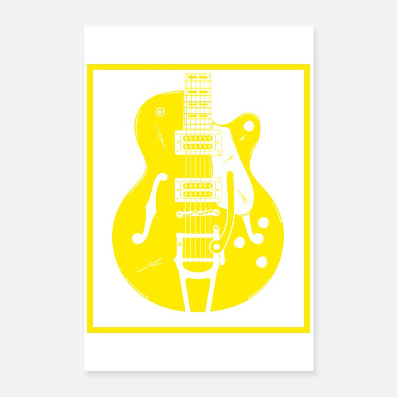Silhouette de guitare rétro Poster 40 x 60 cm