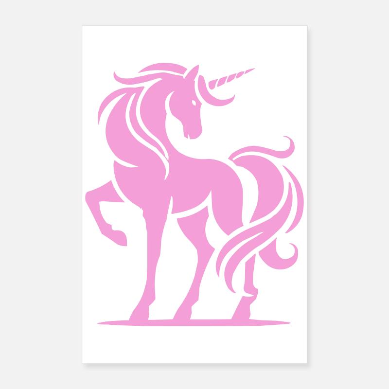 Silhouette de licorne rose Poster 40 x 60 cm