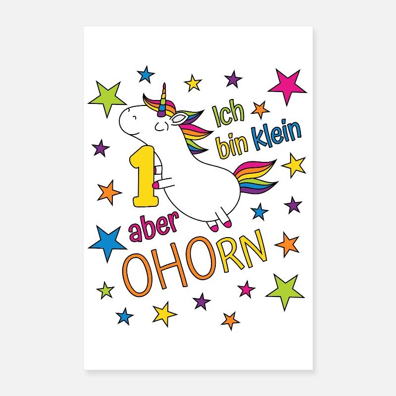 1 Jahr Mädchen Einhorn Ich bin klein aber ohorn Poster 40x60 cm