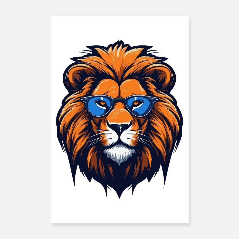 Löwe mit blauer Brille - Pop Art Poster 40x60 cm