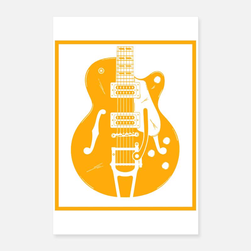 Silhouette de guitare rétro Poster 40 x 60 cm