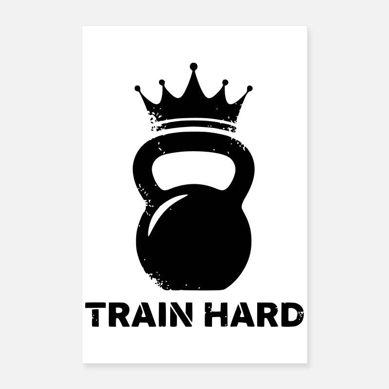 Kettlebell Krone Train Hard Poster 40 x 60 cm