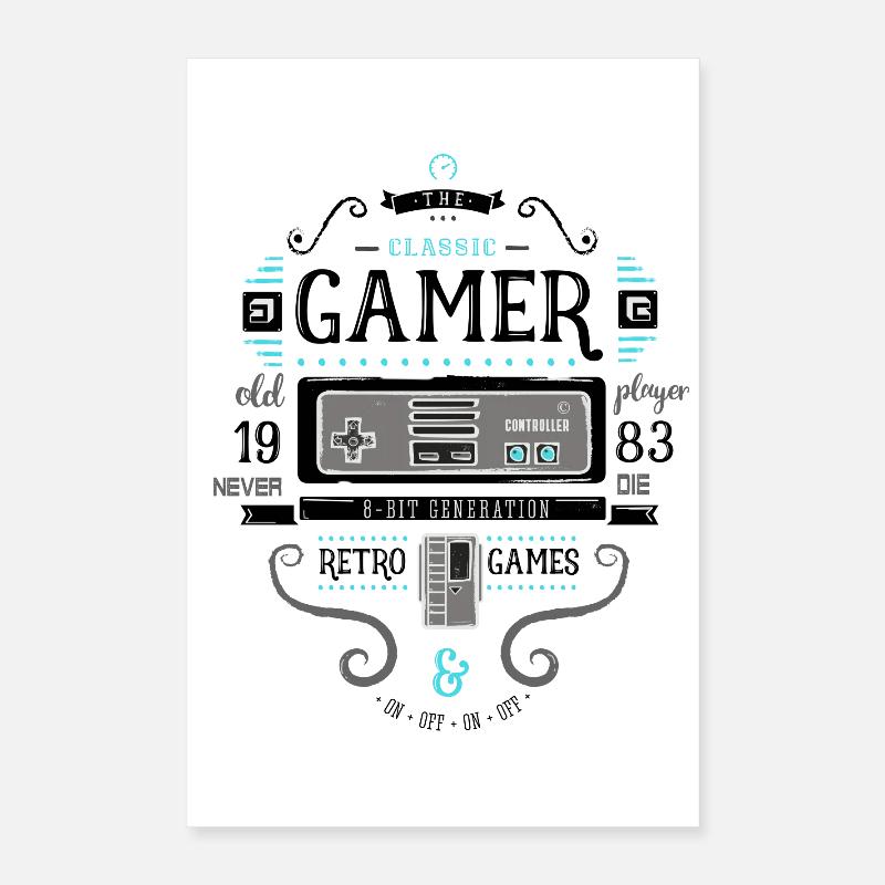 Gamer Retro Vintage 1983 8bit Konsole flipper nerd Poster 40x60 cm