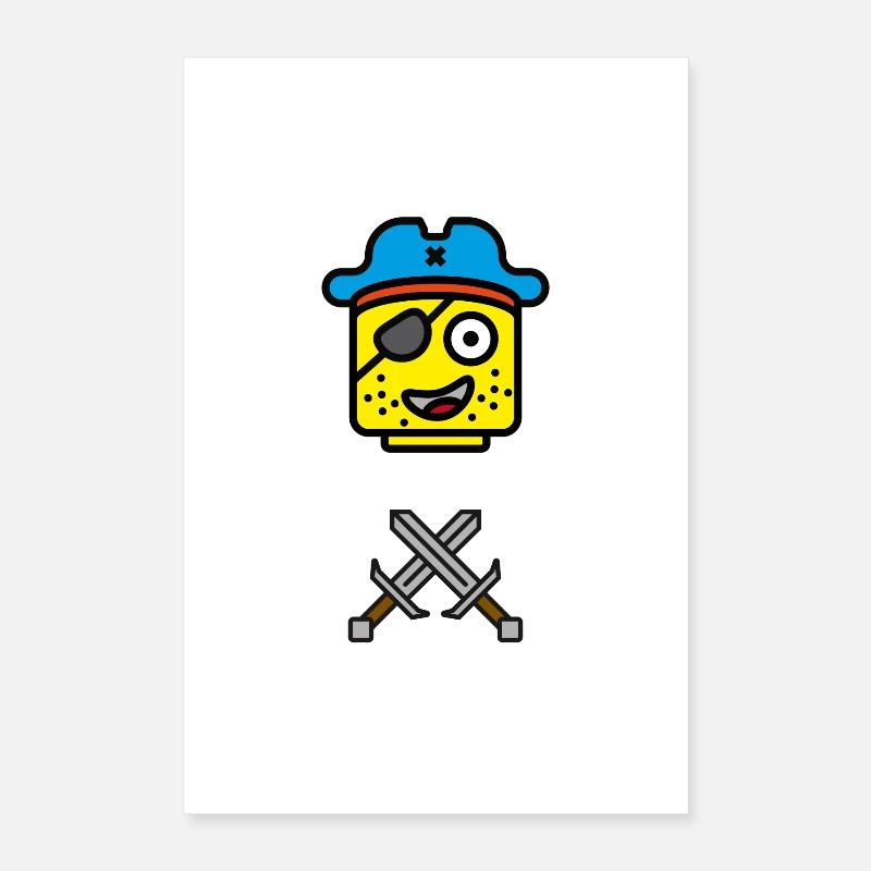 Pirate Enfants Jeu Épées Garçon Combat Boucanier Poster 40 x 60 cm
