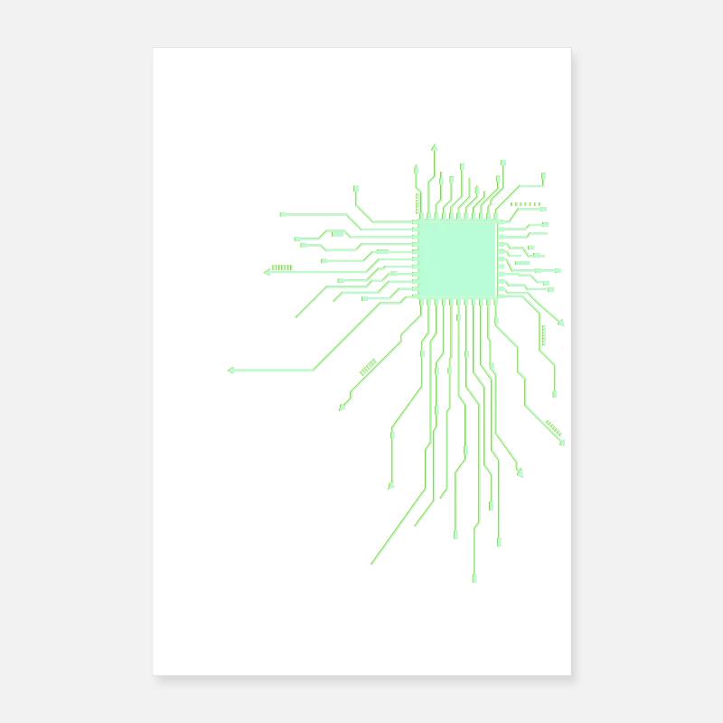 platine core cpu computer nerd pc geek cyborg heart Poster 16" x 24" (40x60 cm)