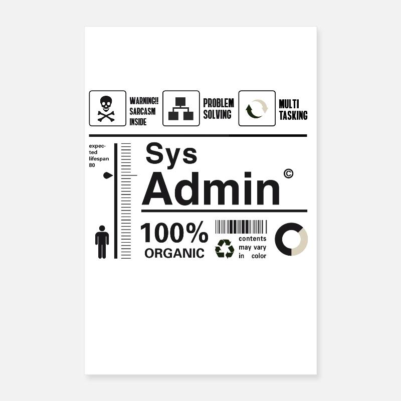 Sys Admin Penguin Computer Nerd pc Board cpu ner Poster 16" x 24" (40x60 cm)