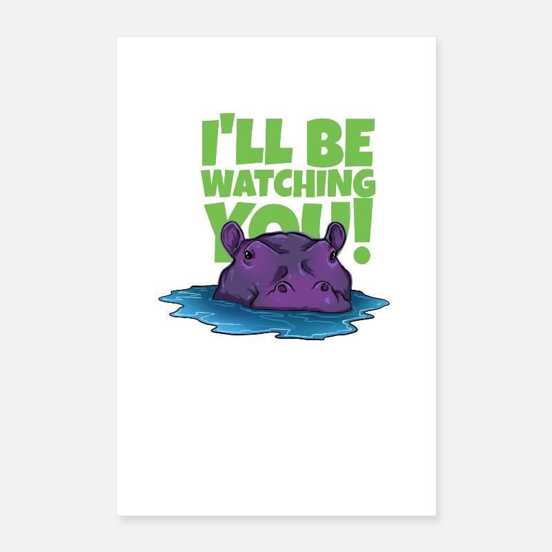 Hippopotame drôle avec texte Poster 40 x 60 cm