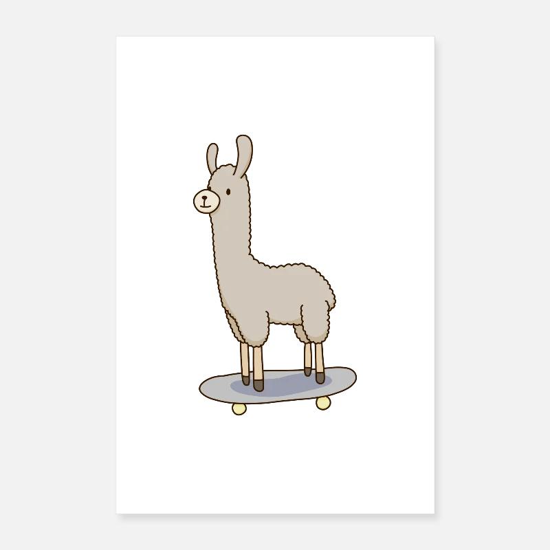 Lama skateboard Poster 40 x 60 cm