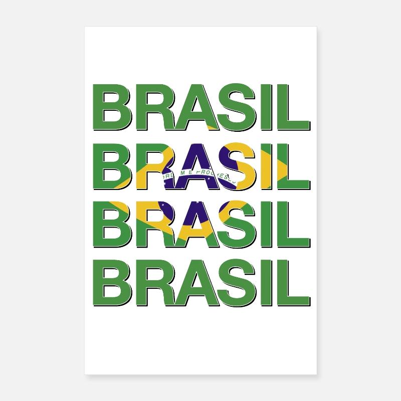 BRASIL Logo multiple Vert Jaune Bleu Poster 40 x 60 cm