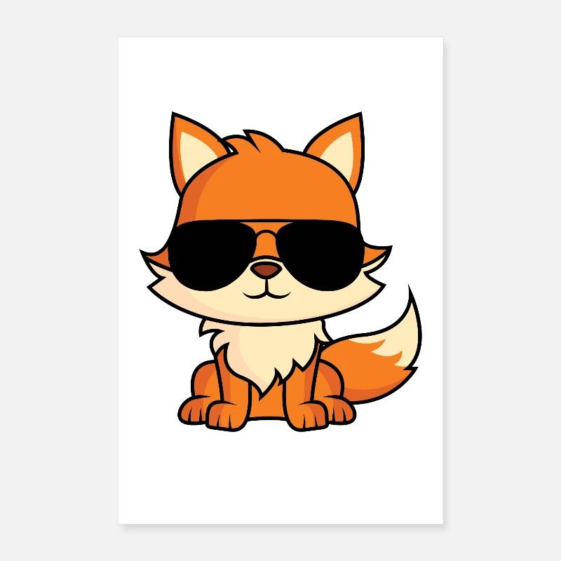 Fuchs mit Pilotenbrille Poster 40x60 cm