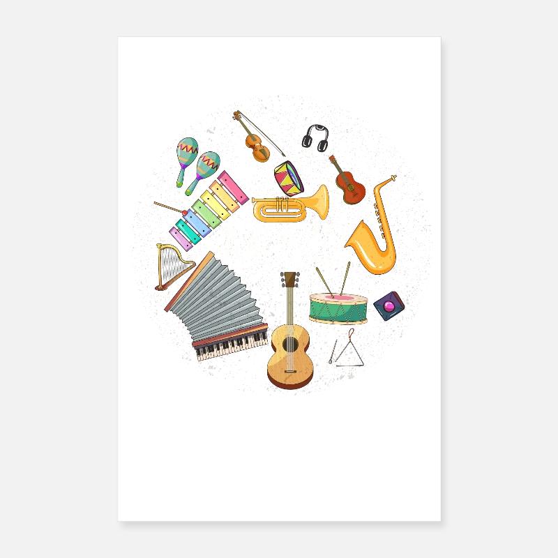 Music Instruments Circle Art Poster 16" x 24" (40x60 cm)
