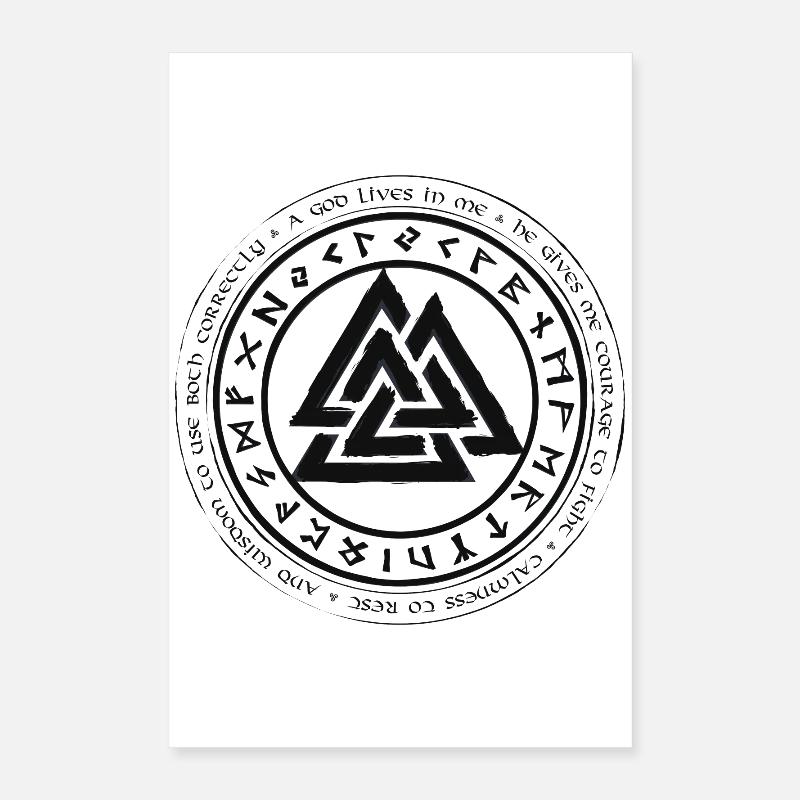Valknut Vikings Celts runes de nœuds germaniques Poster 40 x 60 cm