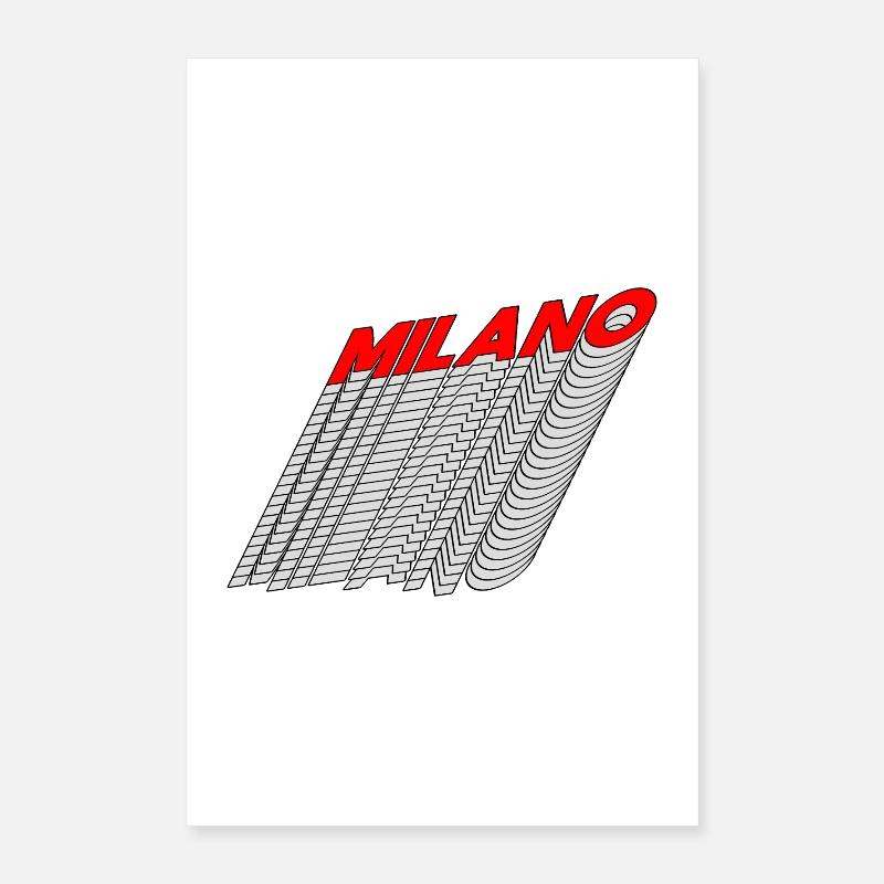 Milano Neon Lines 3D Perspective Poster 40 x 60 cm