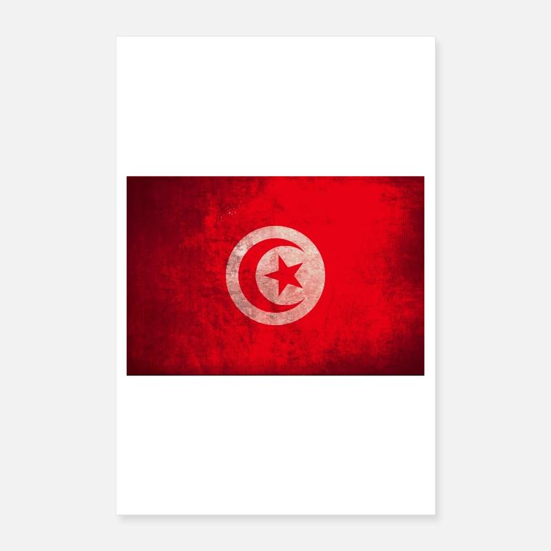 Tunisian Flag Circle Emblem Poster 16" x 24" (40x60 cm)