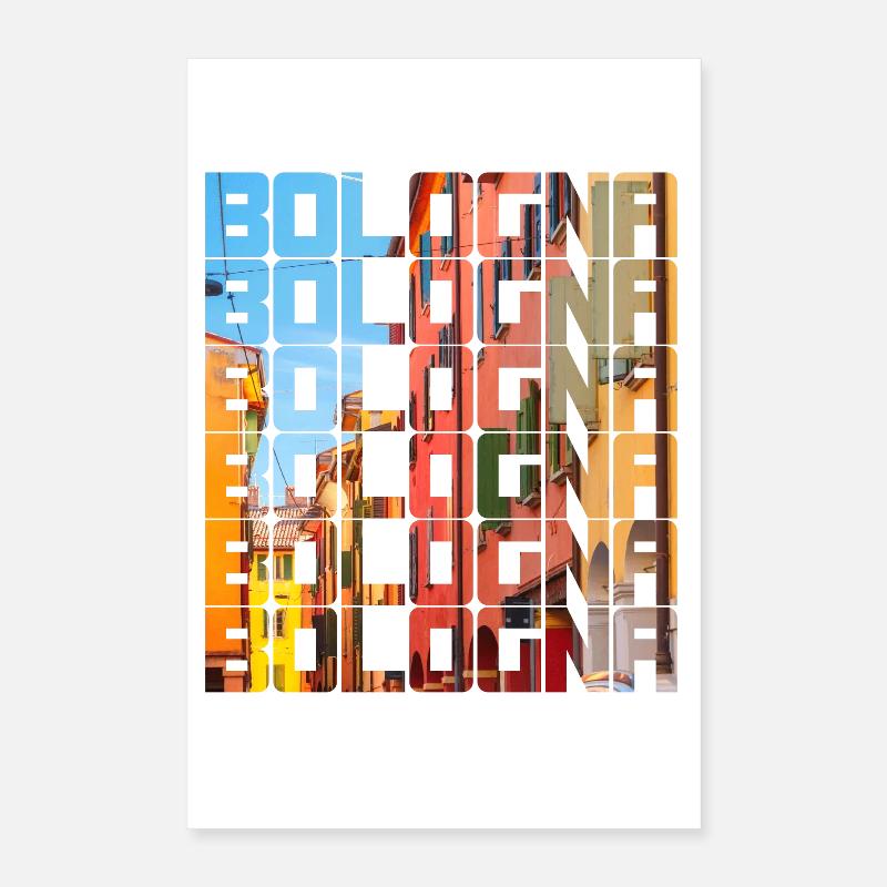 Bologne, Italie, Lettrage Poster 40 x 60 cm
