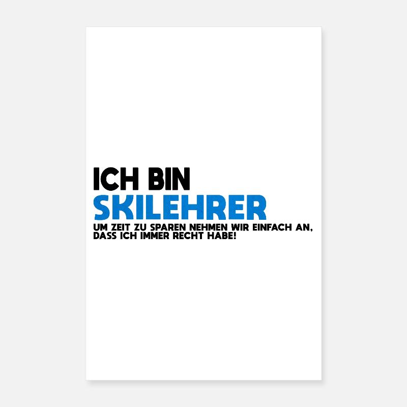 Skilehrer Blau Textur Poster 40x60 cm