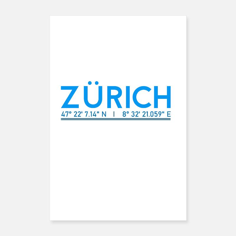 Coordonnées de Zurich Poster 40 x 60 cm