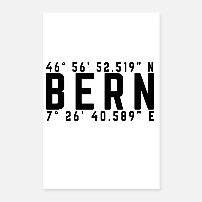Bern Houptstadt coordinates Poster 16" x 24" (40x60 cm)