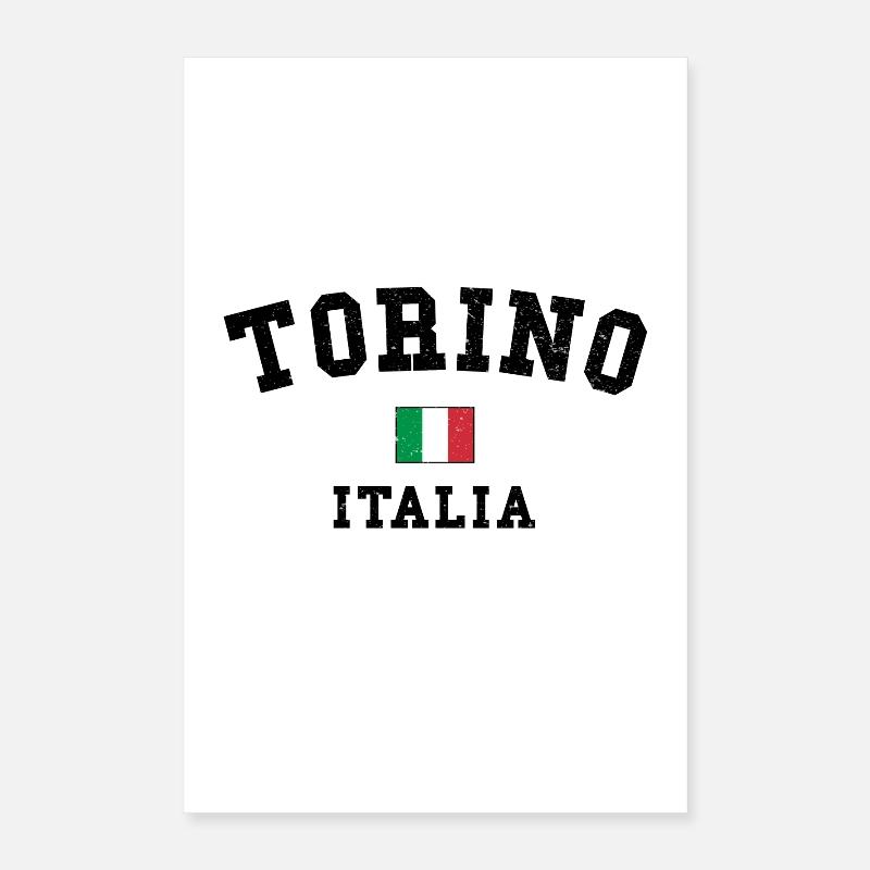 Turin Italie Drapeau Design minimal Poster 40 x 60 cm