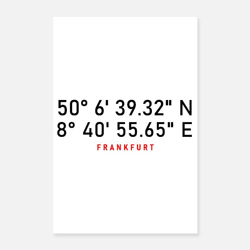 Frankfurt coordinates Poster 16" x 24" (40x60 cm)