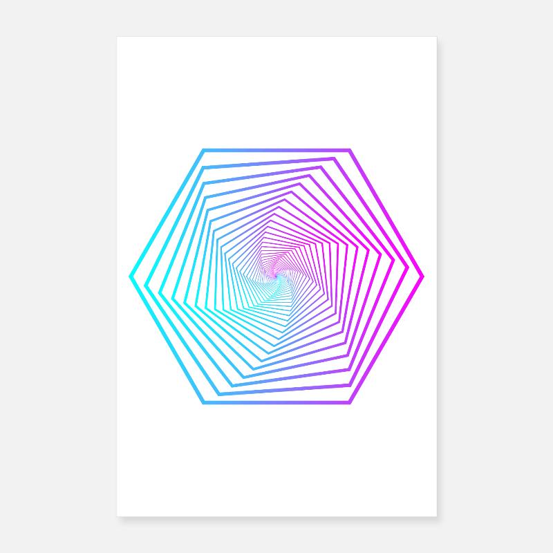 Gradient en spirale de polygone néon Poster 40 x 60 cm