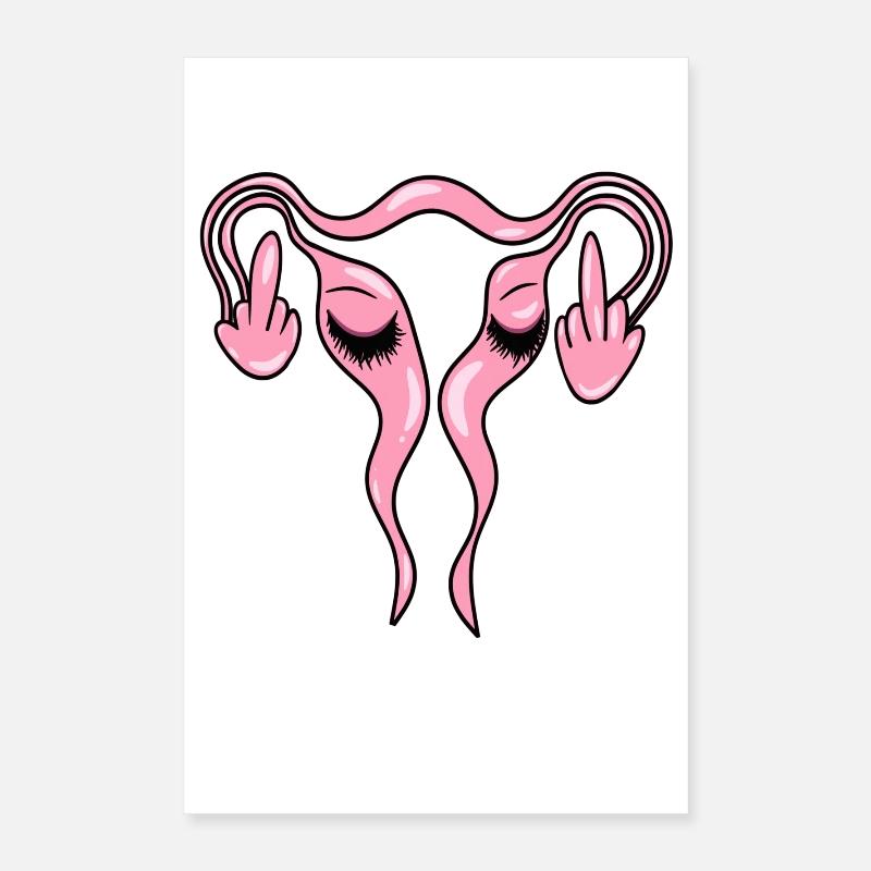 FCK Uterus - Eierstöcke mit Wimpern Poster 40x60 cm