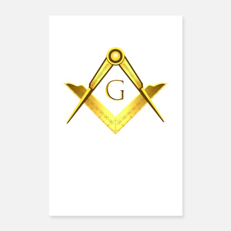 Franc-maçon Symbole Angle Boussole Or Franc-Maçonnerie Poster 40 x 60 cm