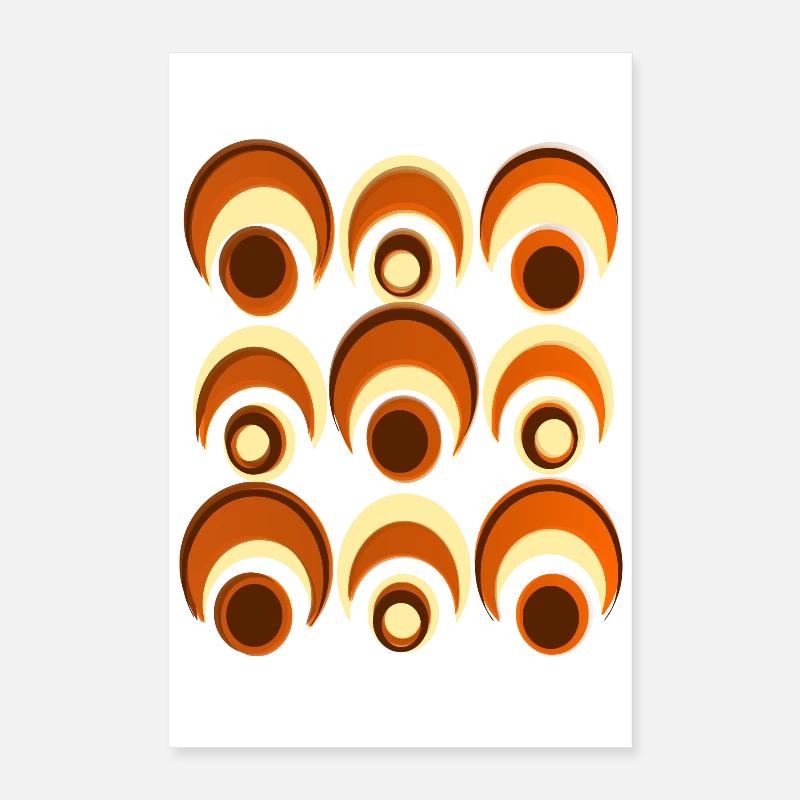 60s 70s Retro Pattern Circle Style Pattern Poster 16" x 24" (40x60 cm)