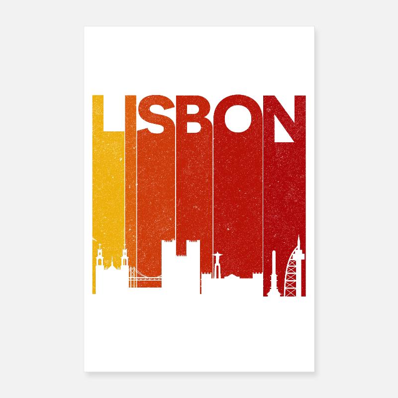 Lisbon Skyline Gradient Sunset Poster 16" x 24" (40x60 cm)