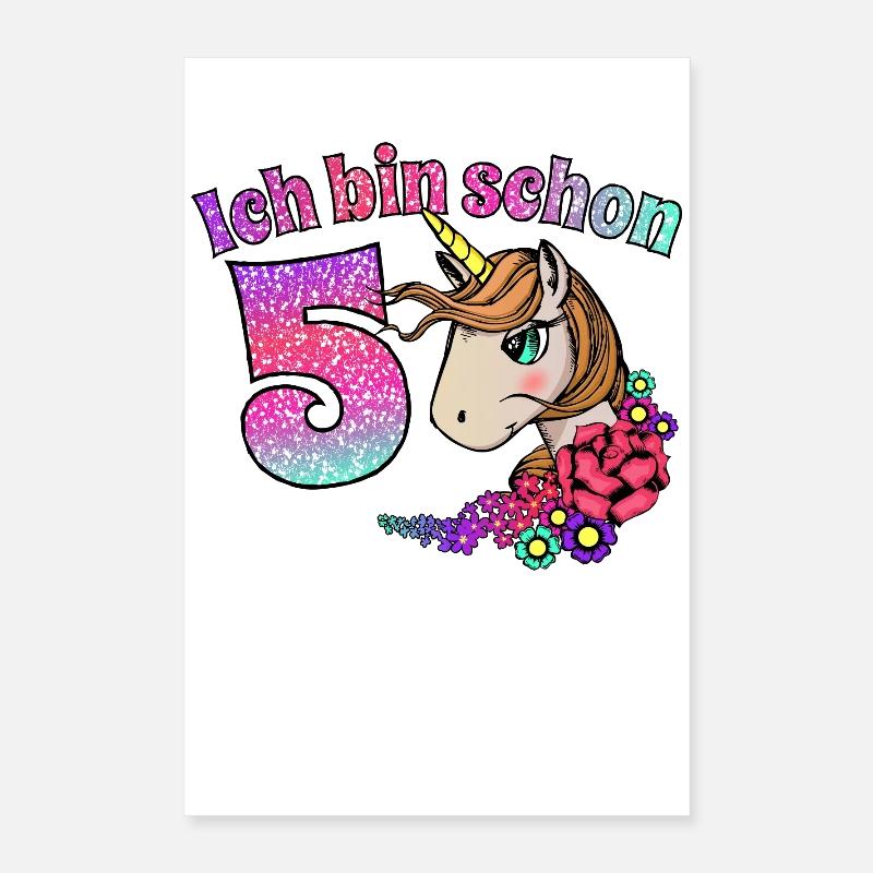 5. Geburtstag Mädchen Einhorn Geburtstagsgeschenk Poster 40x60 cm