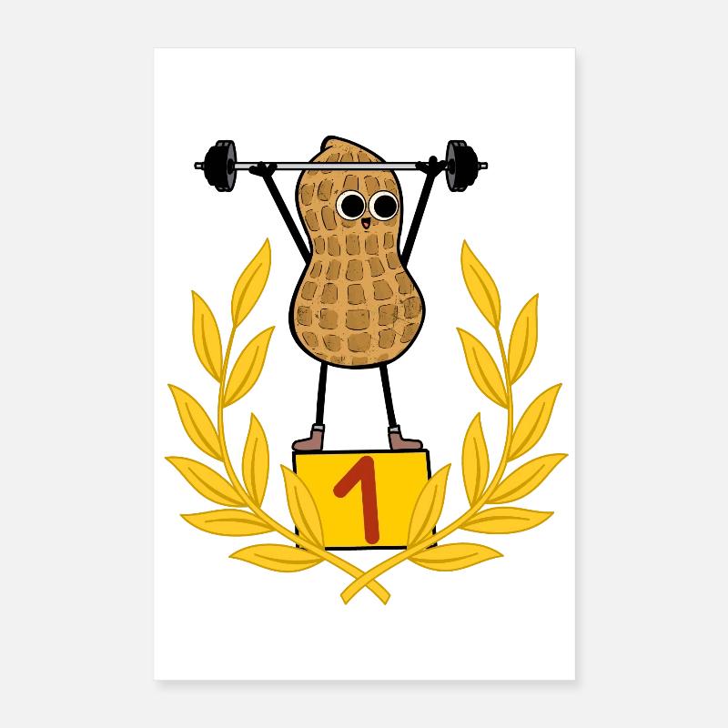 peanut bodybuilder body building weights dumbbell Poster 16" x 24" (40x60 cm)