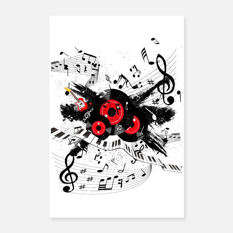 Red Record Melody and Keyboard Track Poster 16" x 24" (40x60 cm)