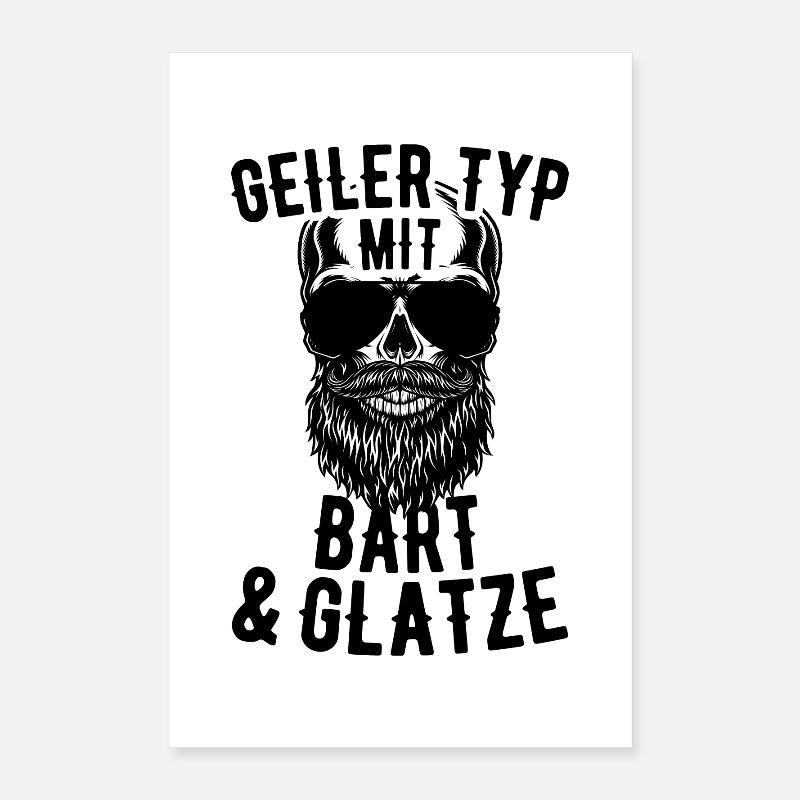 Geiler Typ Mit Bart & Glatze Glatzkopf Bartträger Poster 40x60 cm