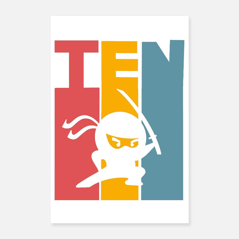 Ninja 10th Birthday Kids Poster 16" x 24" (40x60 cm)