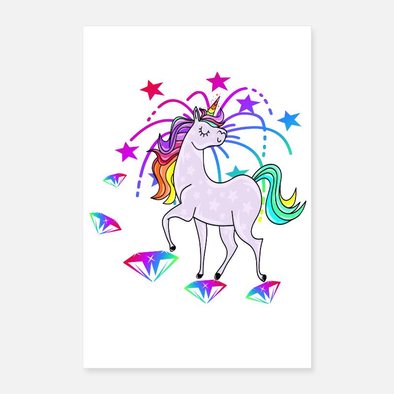 Einhorn Sterne Glitzer Regenbogen Poster 40x60 cm