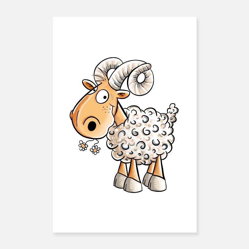 Happy Widder I Schafbock I Schaf Poster 40x60 cm