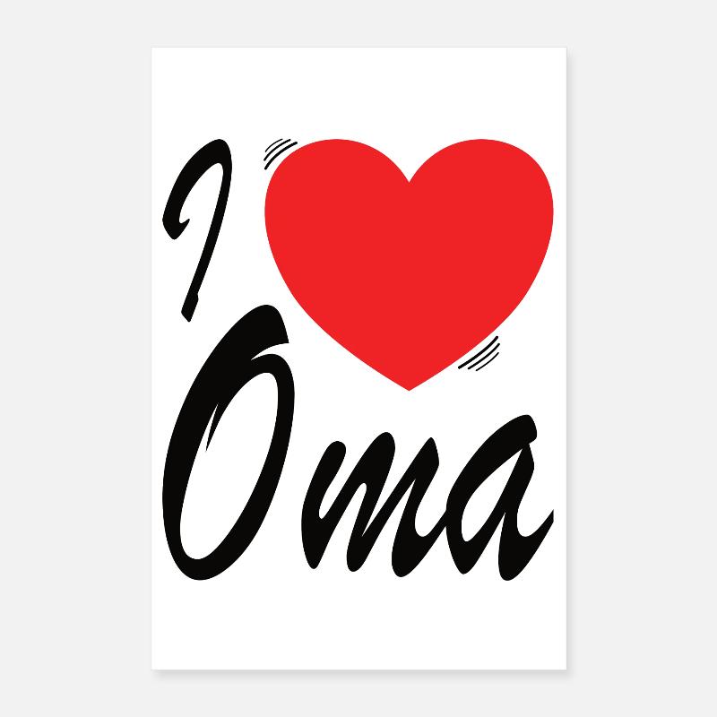 Herz und Oma lieben Typografie Design Poster 40x60 cm