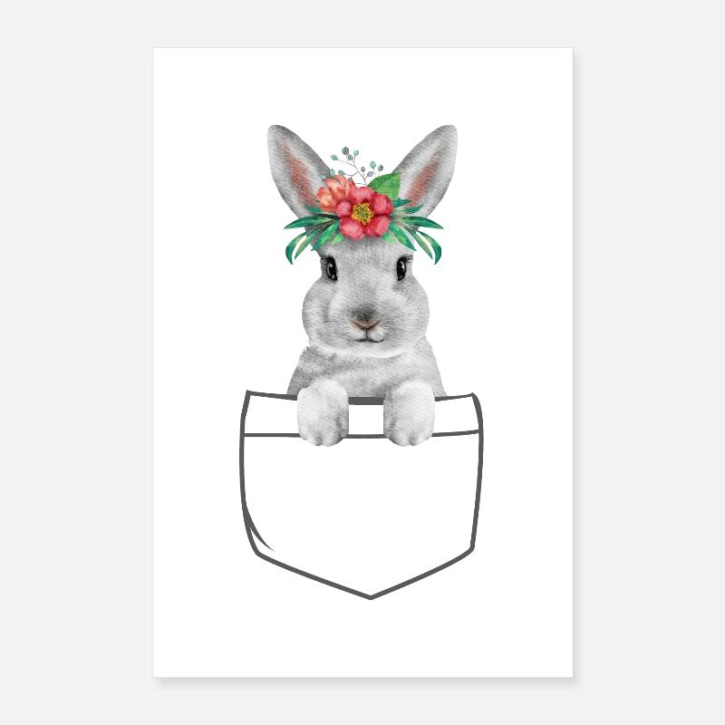Rabbit Easter Flowers Rabbit Mom Poster 16" x 24" (40x60 cm)