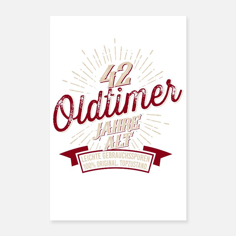 42. Geburtstag Oldtimer Poster 40x60 cm