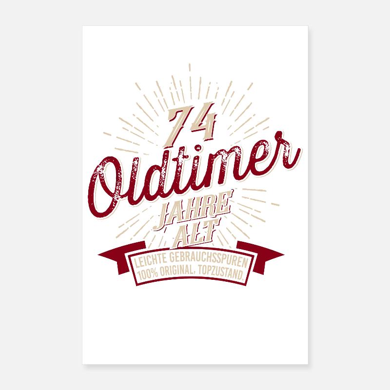 74. Geburtstag Oldtimer Poster 40x60 cm