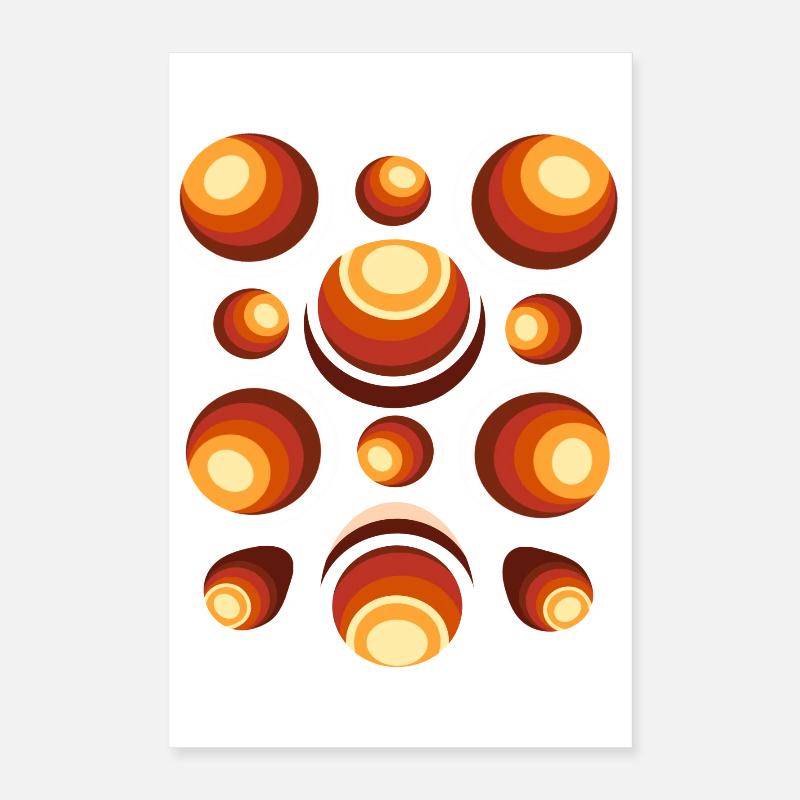 Retro ball 70s pattern orange brown Poster 16" x 24" (40x60 cm)