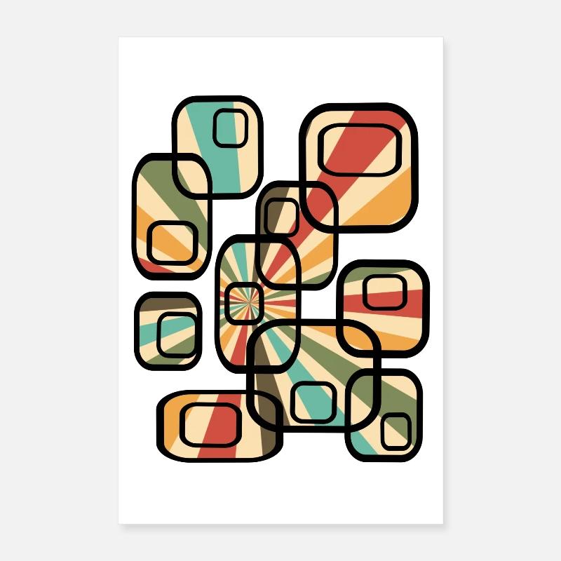 70s wallpaper pattern cuboid retro pattern Poster 16" x 24" (40x60 cm)