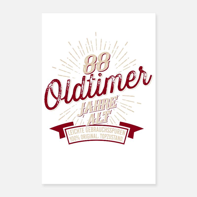 88. Geburtstag Oldtimer Poster 40x60 cm