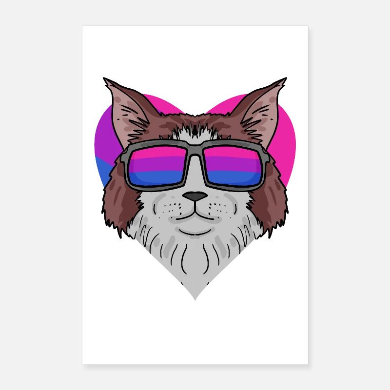 Bisexual Maine coon Cat - Cat with Glasses Poster 16" x 24" (40x60 cm)