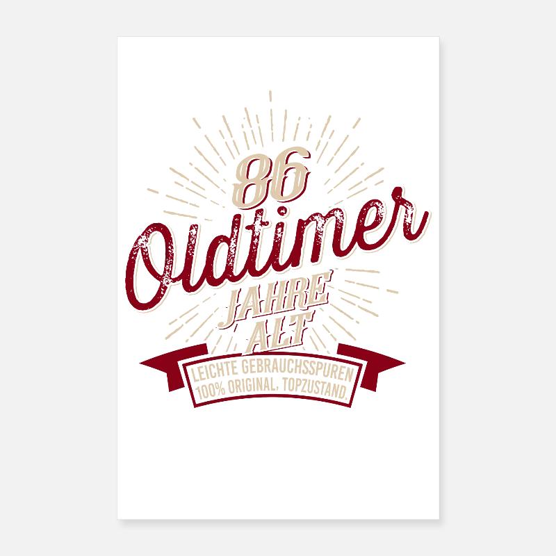 86. Geburtstag Oldtimer Poster 40x60 cm