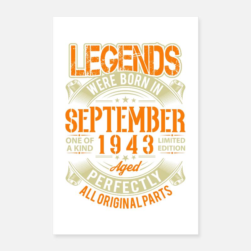 1943 September Birthday Legend Poster 16" x 24" (40x60 cm)