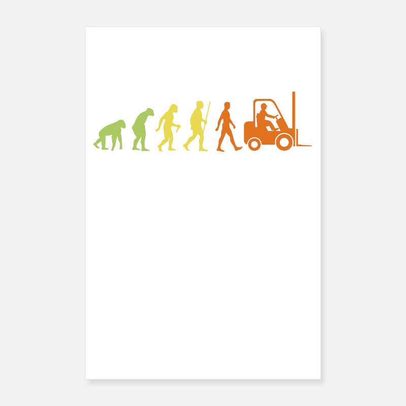 Evolution zur Gabelstapler-Arbeitskraft Poster 40x60 cm